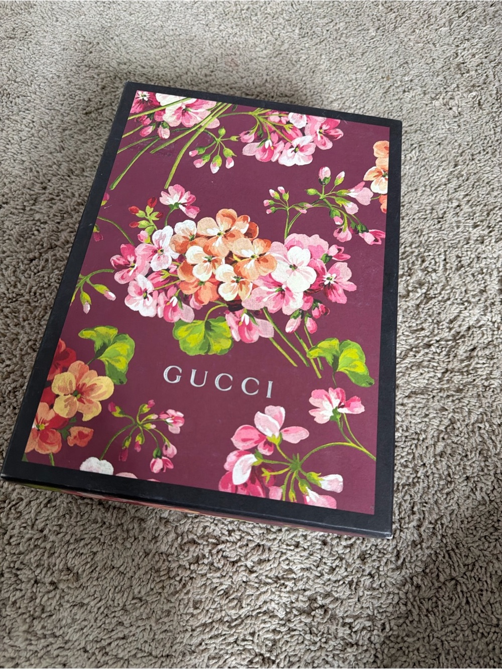 Gucci Floral GG High-Top Sneakers in Burgundy and Pink - Picture 5 of 6